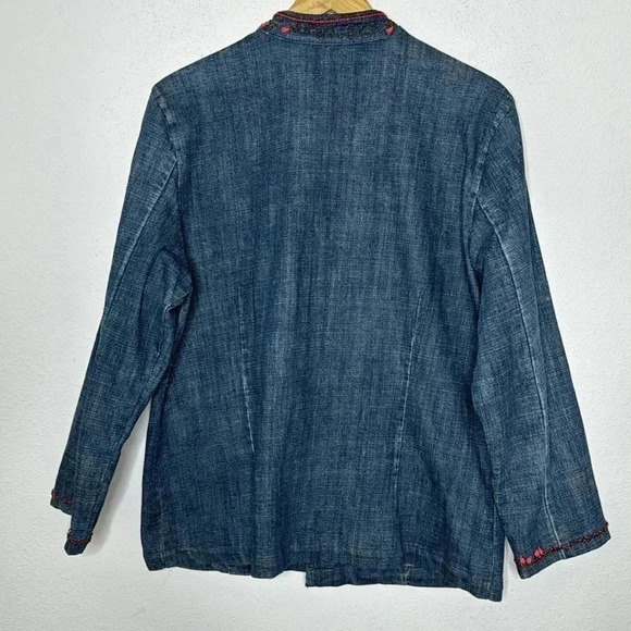 Chico’s beaded jean jacket size 2 in medium blue wash - Picture 2 of 4